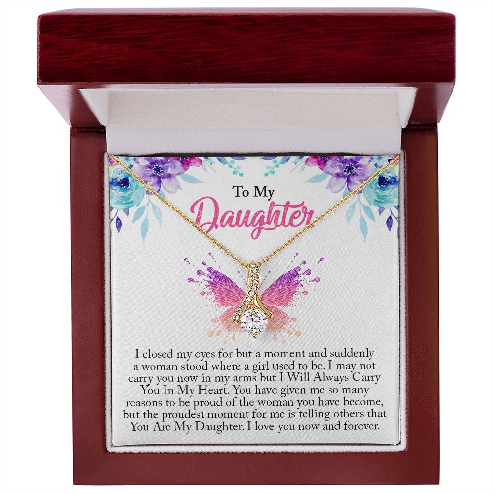 To My Daughter, I Love You Now And Forever Alluring Necklace