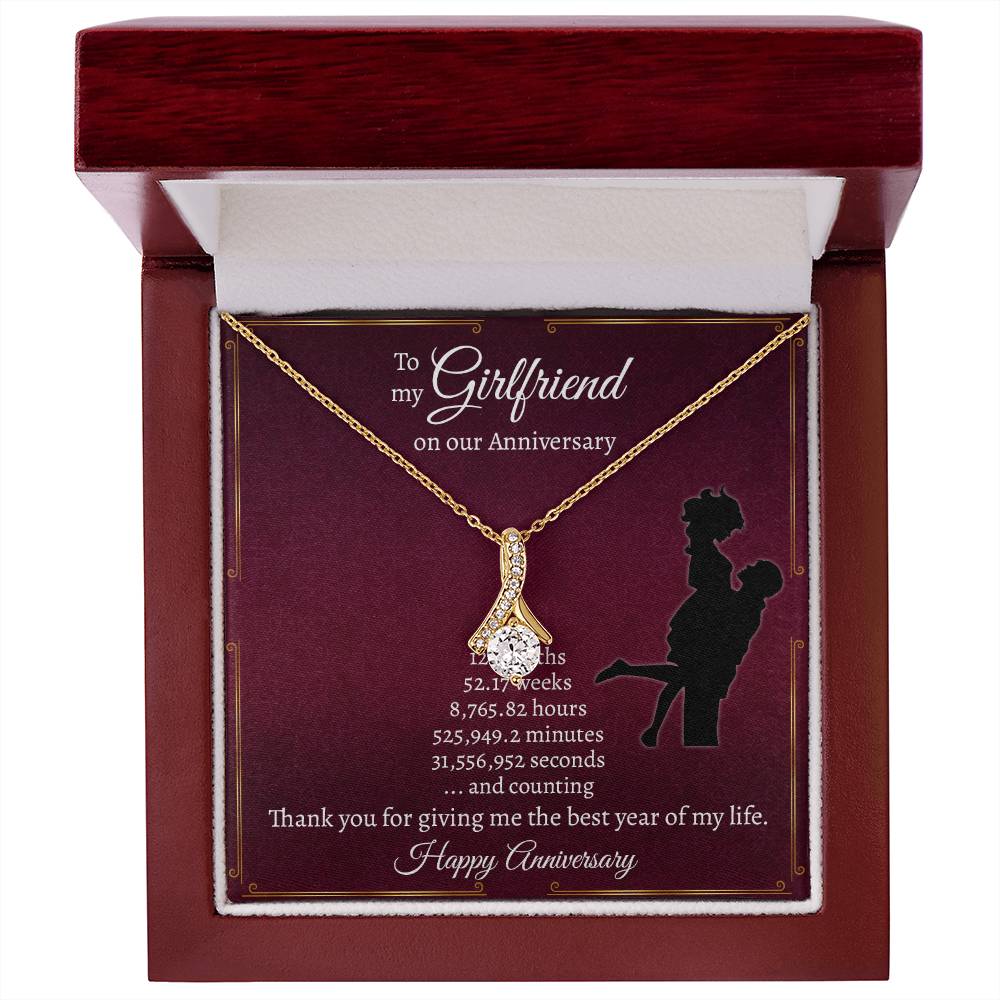 To My Girlfriend, Happy 1st Anniversary Gift Alluring Necklace