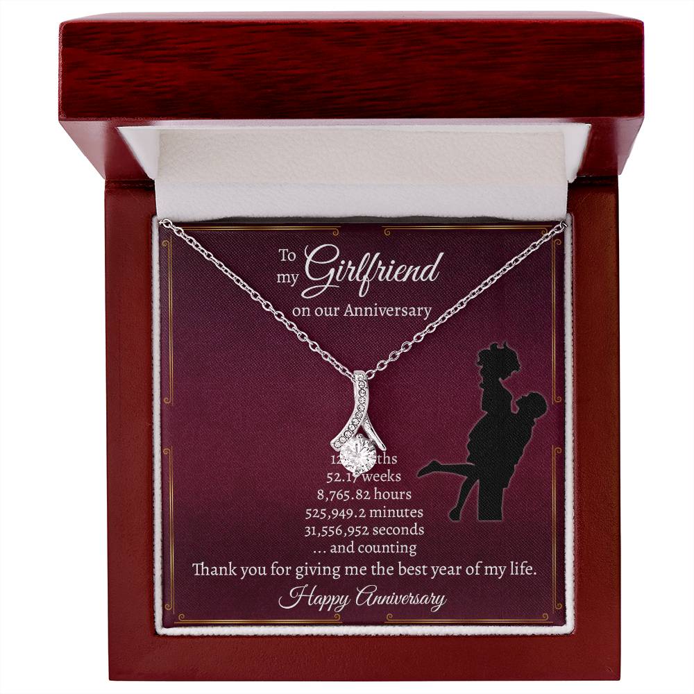 To My Girlfriend, Happy 1st Anniversary Gift Alluring Necklace