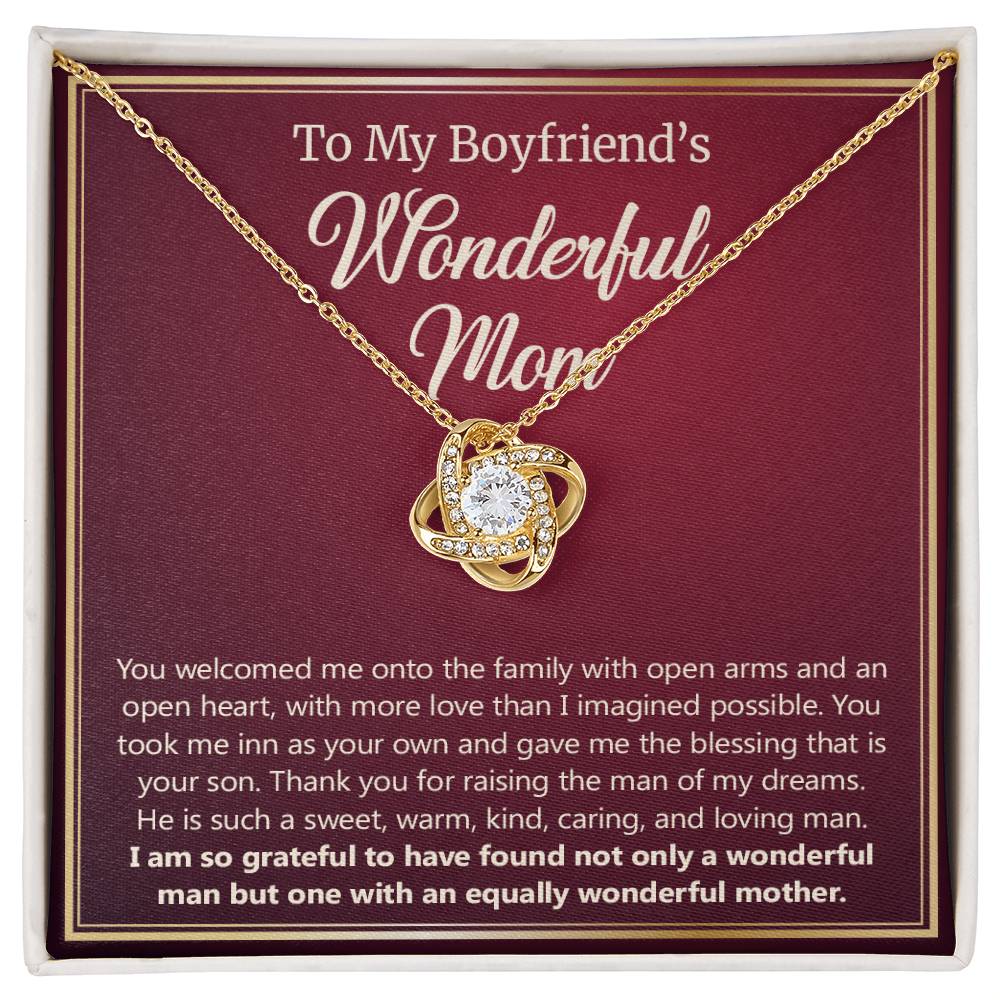 To My Wonderful Boyfriend's Mom, Mother's Day Gift Love Knot Necklace