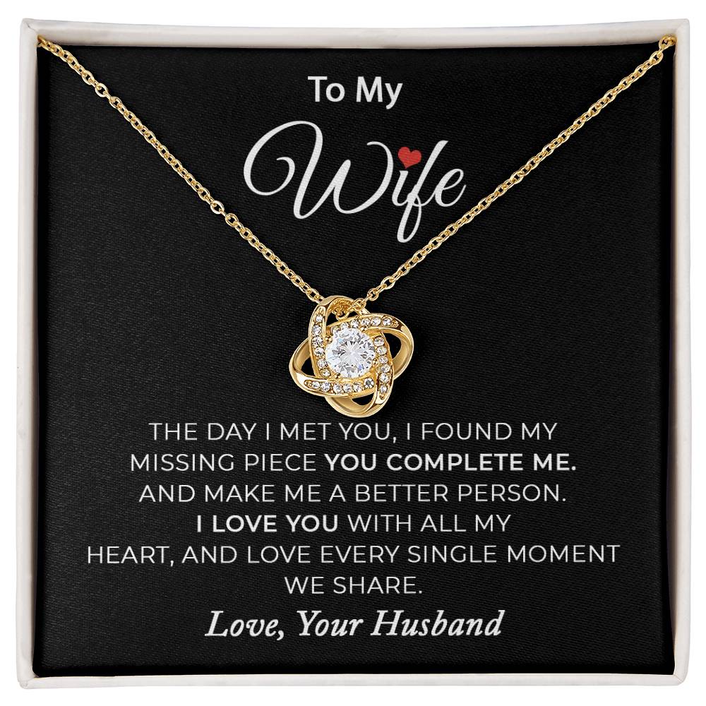 To My Wife - I Love You With All My Heart Love Knot Necklace