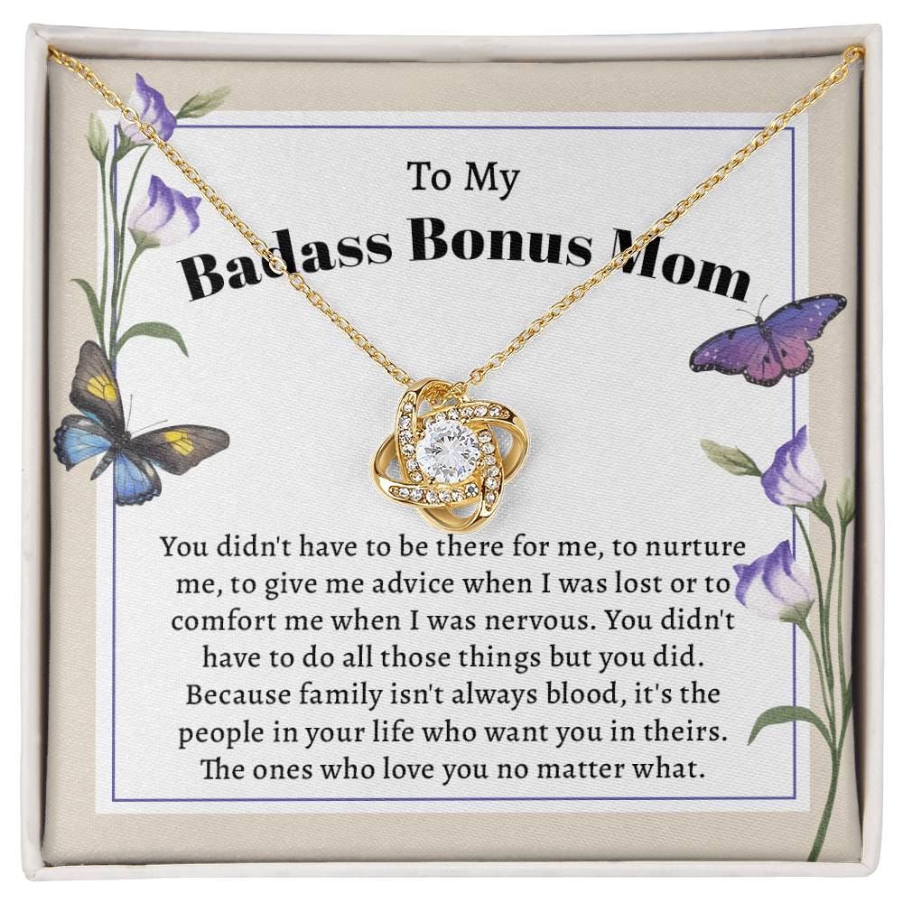 To My Badass Bonus Mom Love Knot Necklace