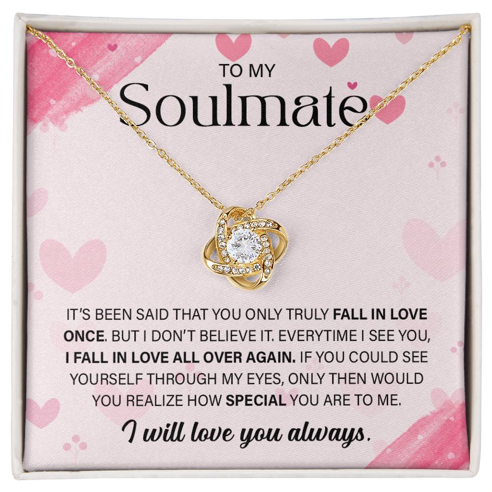 To My Soulmate - Gift For Her Love Knot Necklace