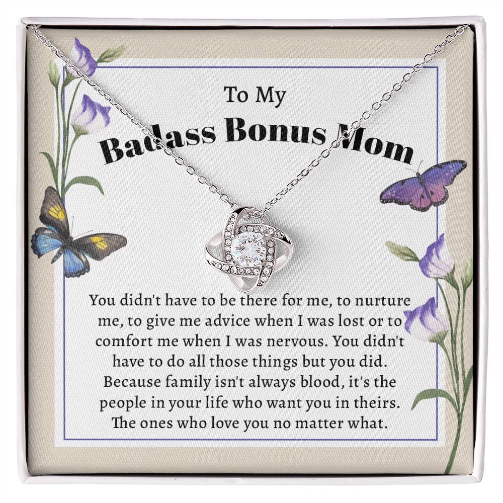 To My Badass Bonus Mom Love Knot Necklace