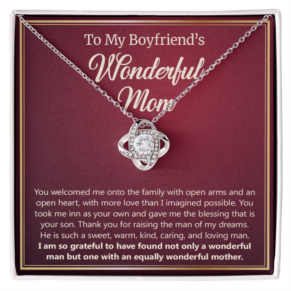 To My Wonderful Boyfriend's Mom, Mother's Day Gift Love Knot Necklace