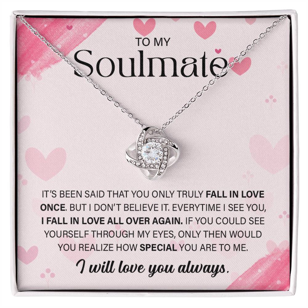 To My Soulmate - Gift For Her Love Knot Necklace