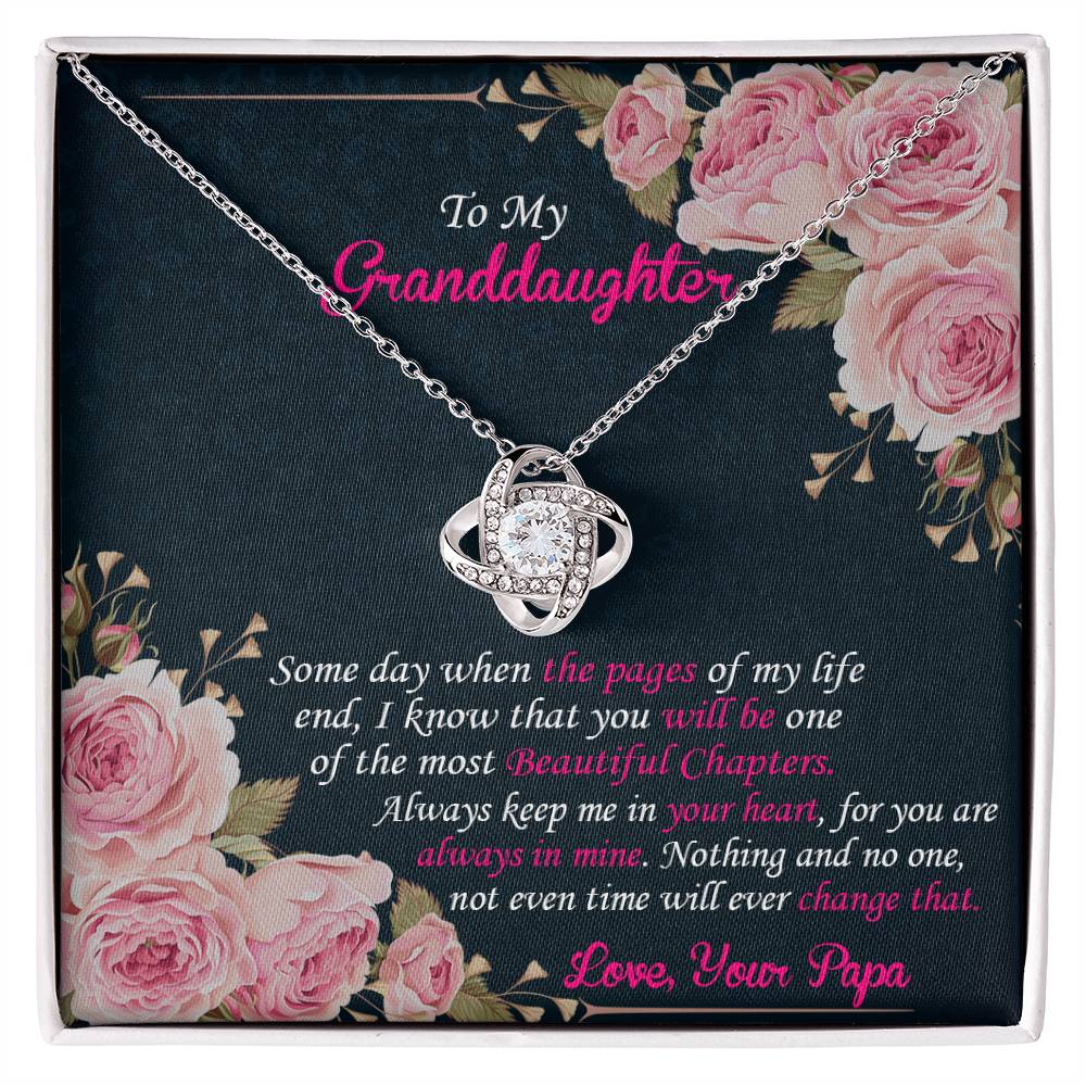 To My Granddaughter From Grandpa Love Knot Necklace