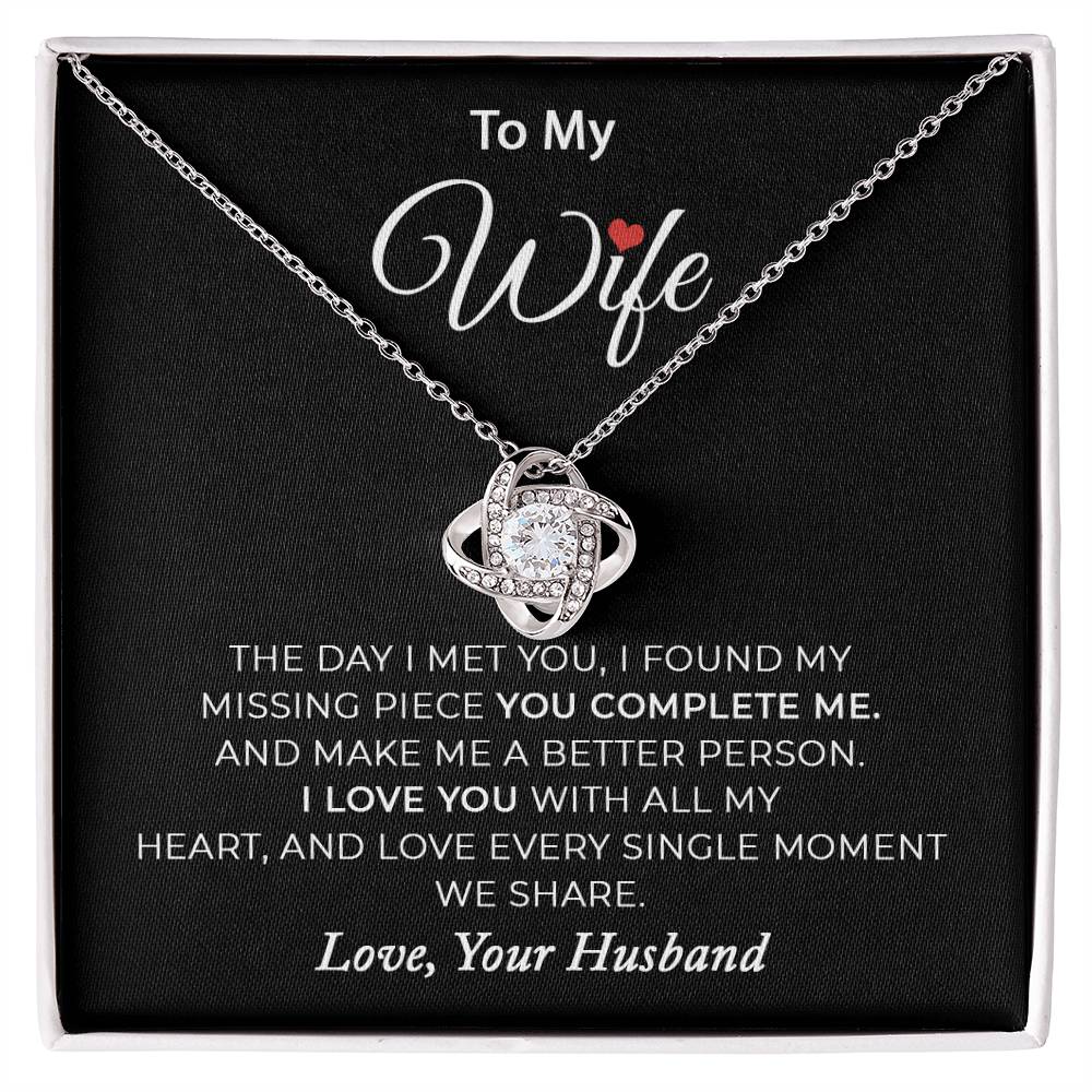 To My Wife - I Love You With All My Heart Love Knot Necklace