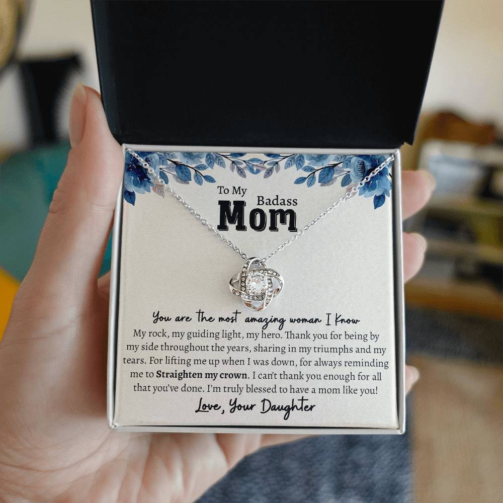 To My Baddass Mom, Gift For Mom Love Knot Necklace