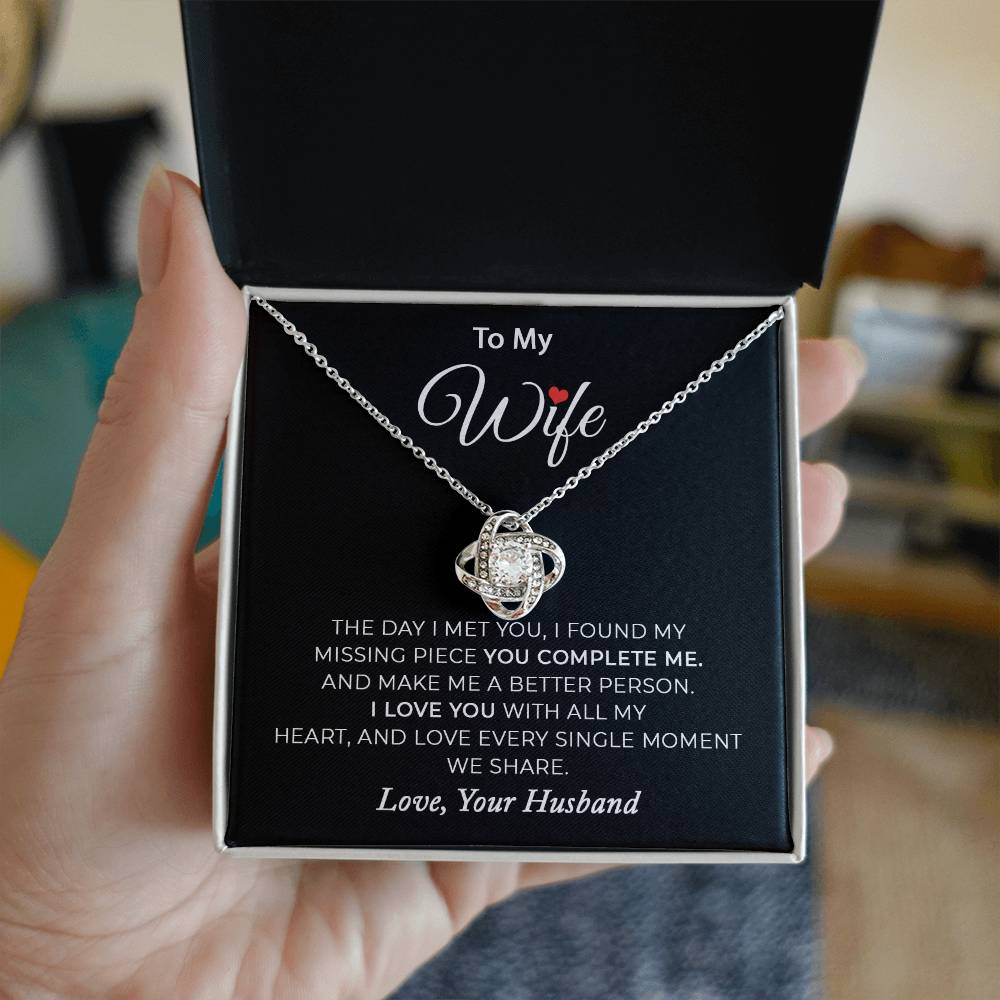 To My Wife - I Love You With All My Heart Love Knot Necklace