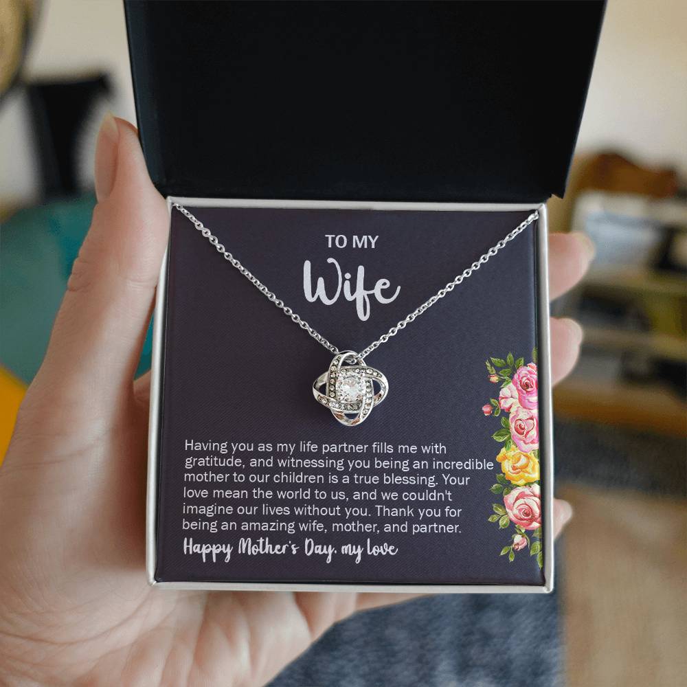 To My Wife - Happy Mother's Day Love Knot Necklace