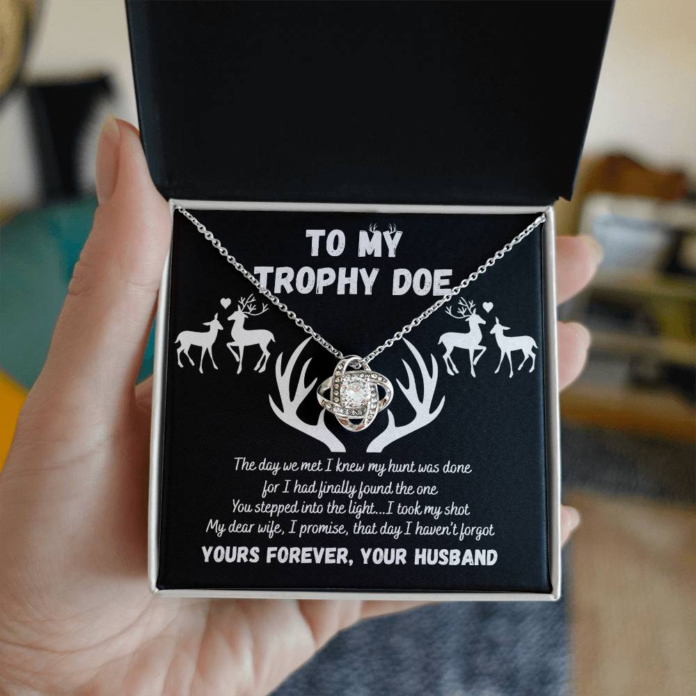 To My Trophy Doe Necklace, Gift For Wife From Husband Love Knot Necklace