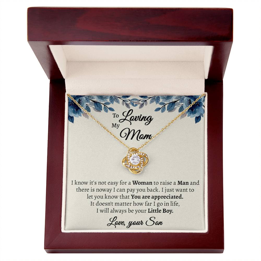 To My Loving Mom, Mother's Day Gift For Mom Love Knot Necklace