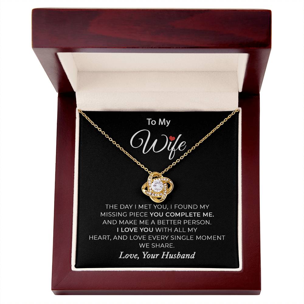 To My Wife - I Love You With All My Heart Love Knot Necklace