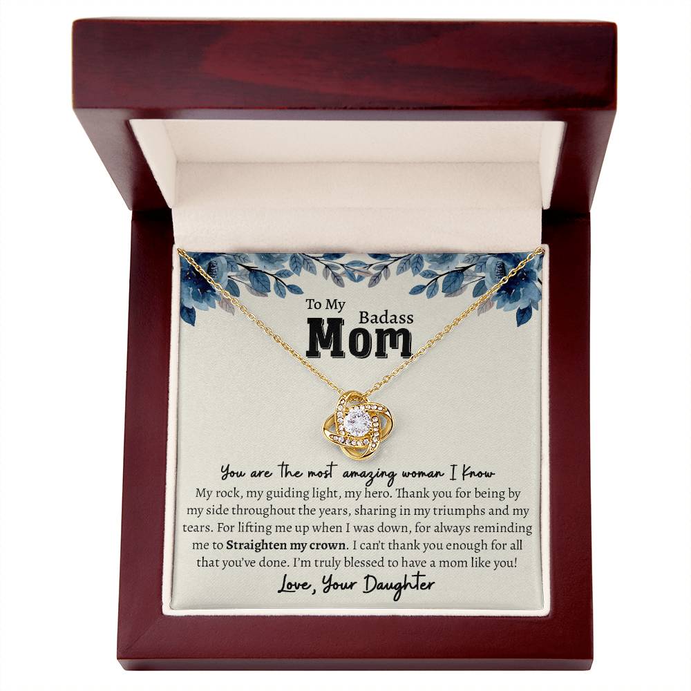 To My Baddass Mom, Gift For Mom Love Knot Necklace