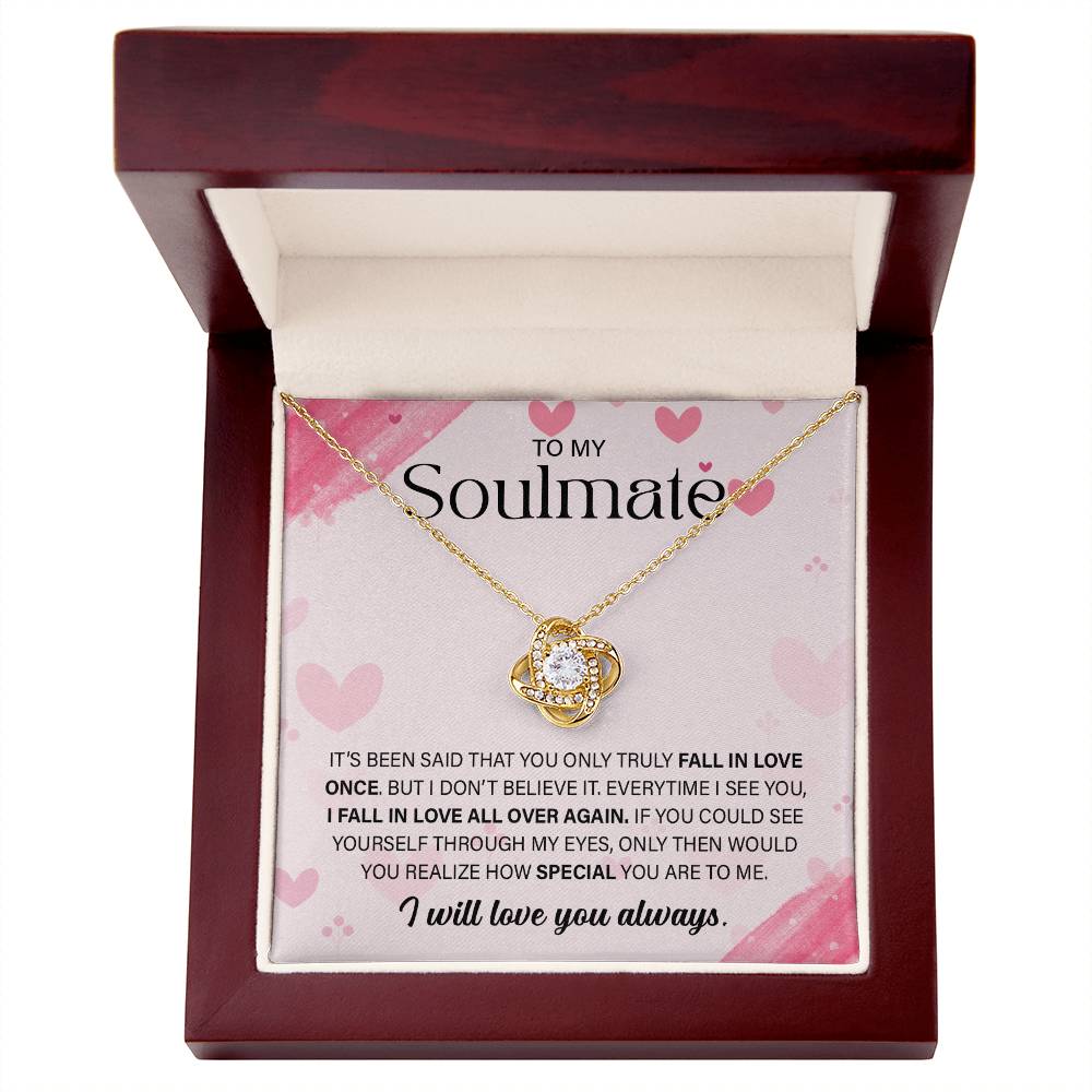 To My Soulmate - Gift For Her Love Knot Necklace