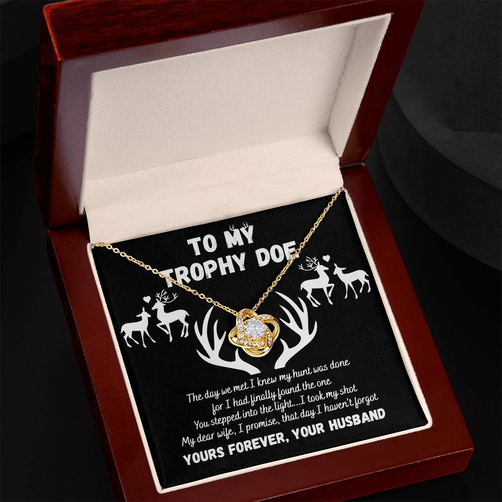 To My Trophy Doe Necklace, Gift For Wife From Husband Love Knot Necklace