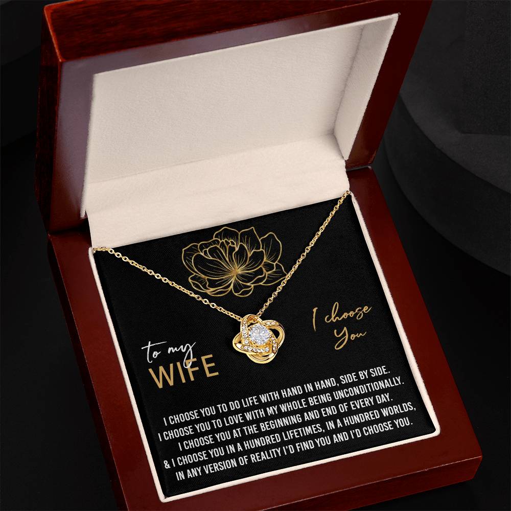 To My Wife, I Choose You Love Knot Necklace