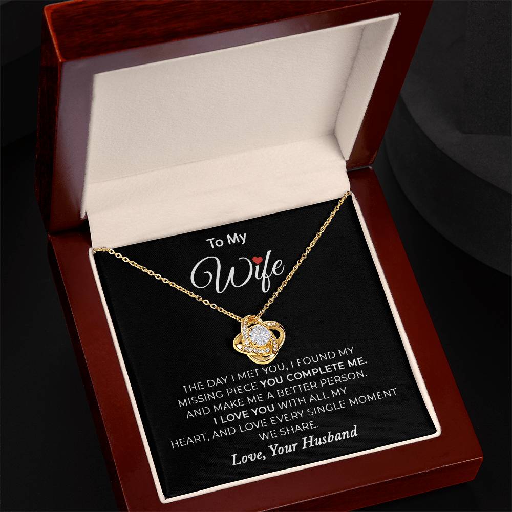 To My Wife - I Love You With All My Heart Love Knot Necklace