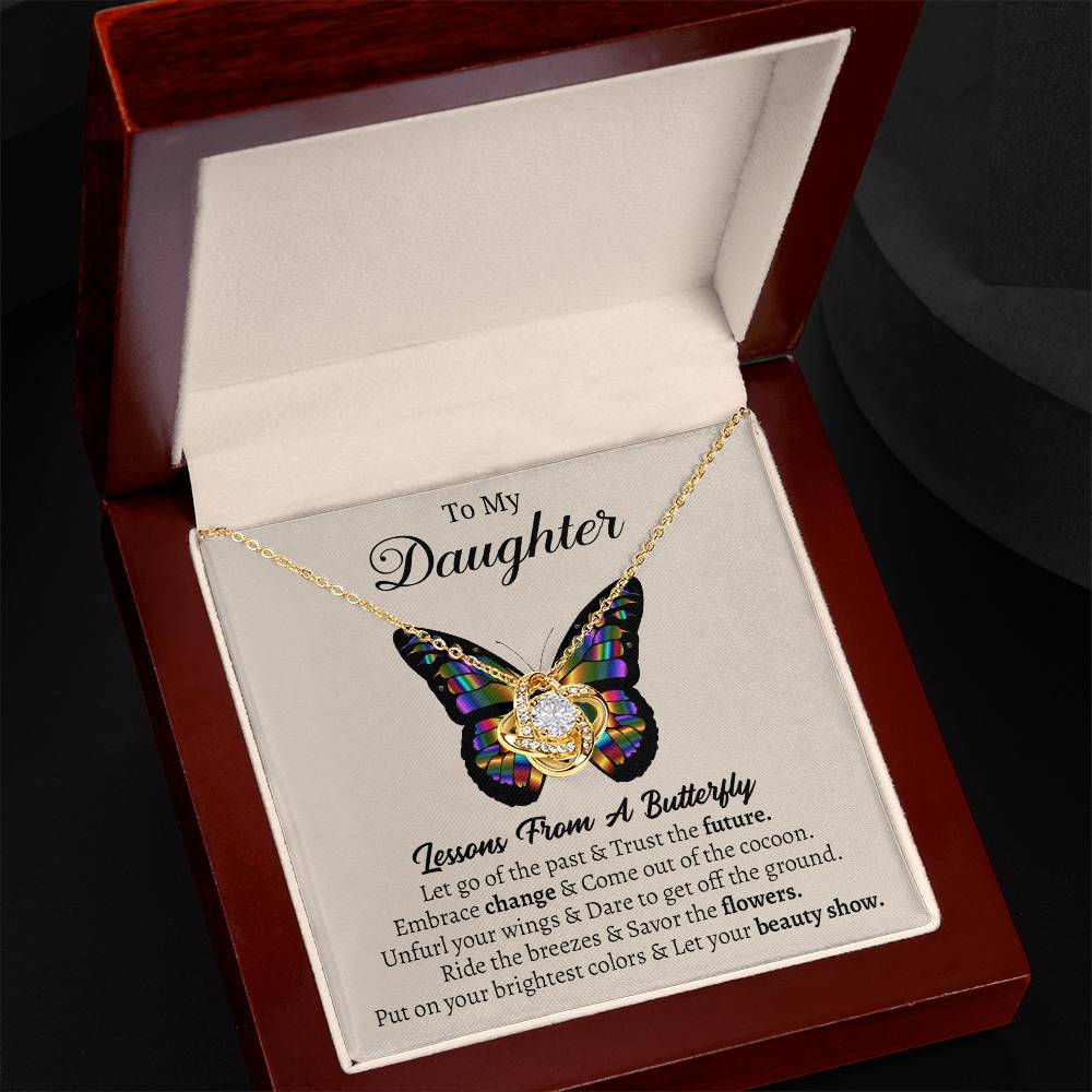 To My Daughter, Daughter Butterfly Love Knot Necklace