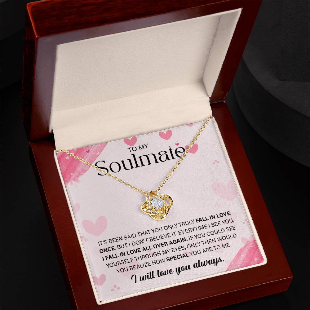 To My Soulmate - Gift For Her Love Knot Necklace