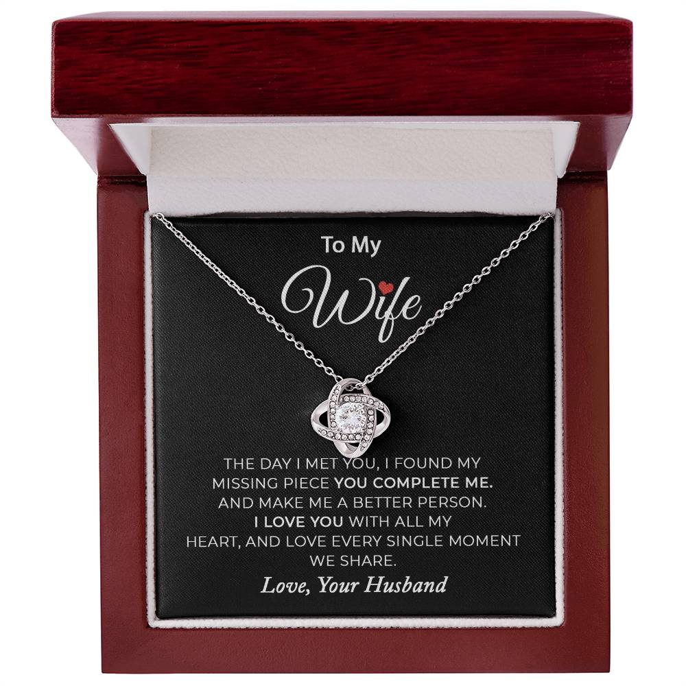 To My Wife - I Love You With All My Heart Love Knot Necklace