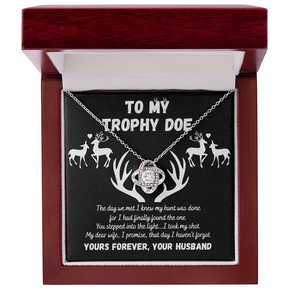 To My Trophy Doe Necklace, Gift For Wife From Husband Love Knot Necklace