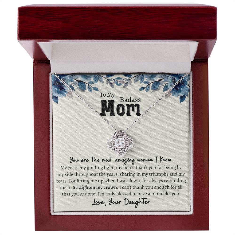 To My Baddass Mom, Gift For Mom Love Knot Necklace