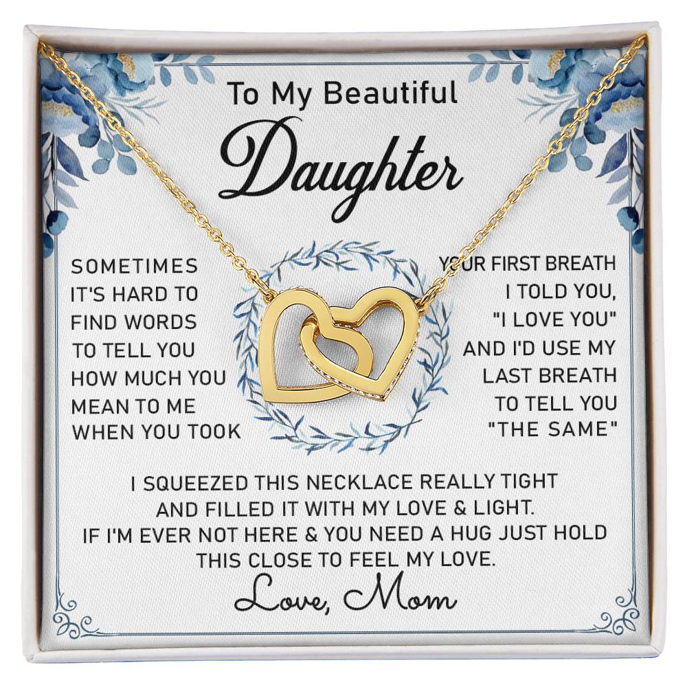 To My Daughter Necklace, Gift From Mom Hearts Necklace