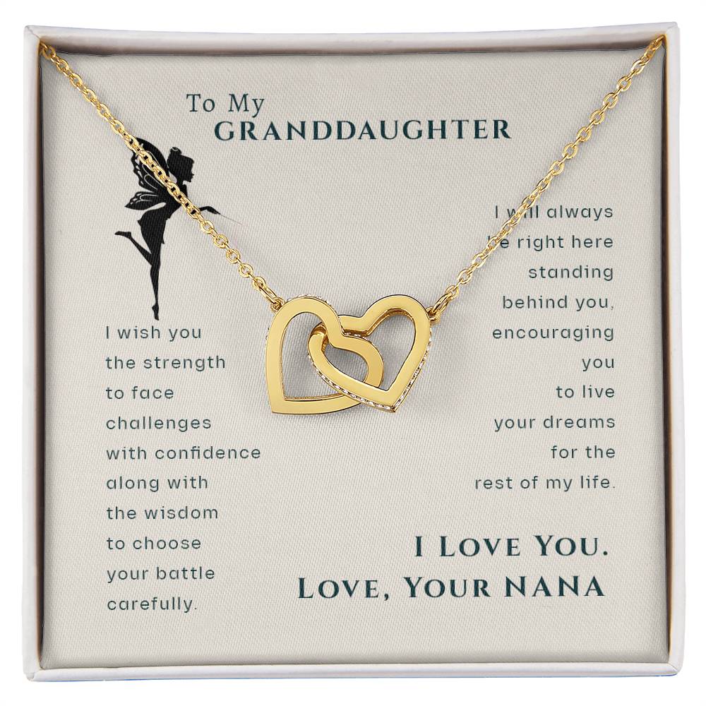 To My Granddaughter, Love Your Nana Fairy Hearts Necklace