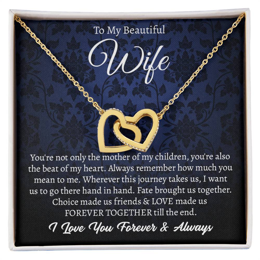 To My Beautiful Wife, Mother's Day Gifts Hearts Necklace