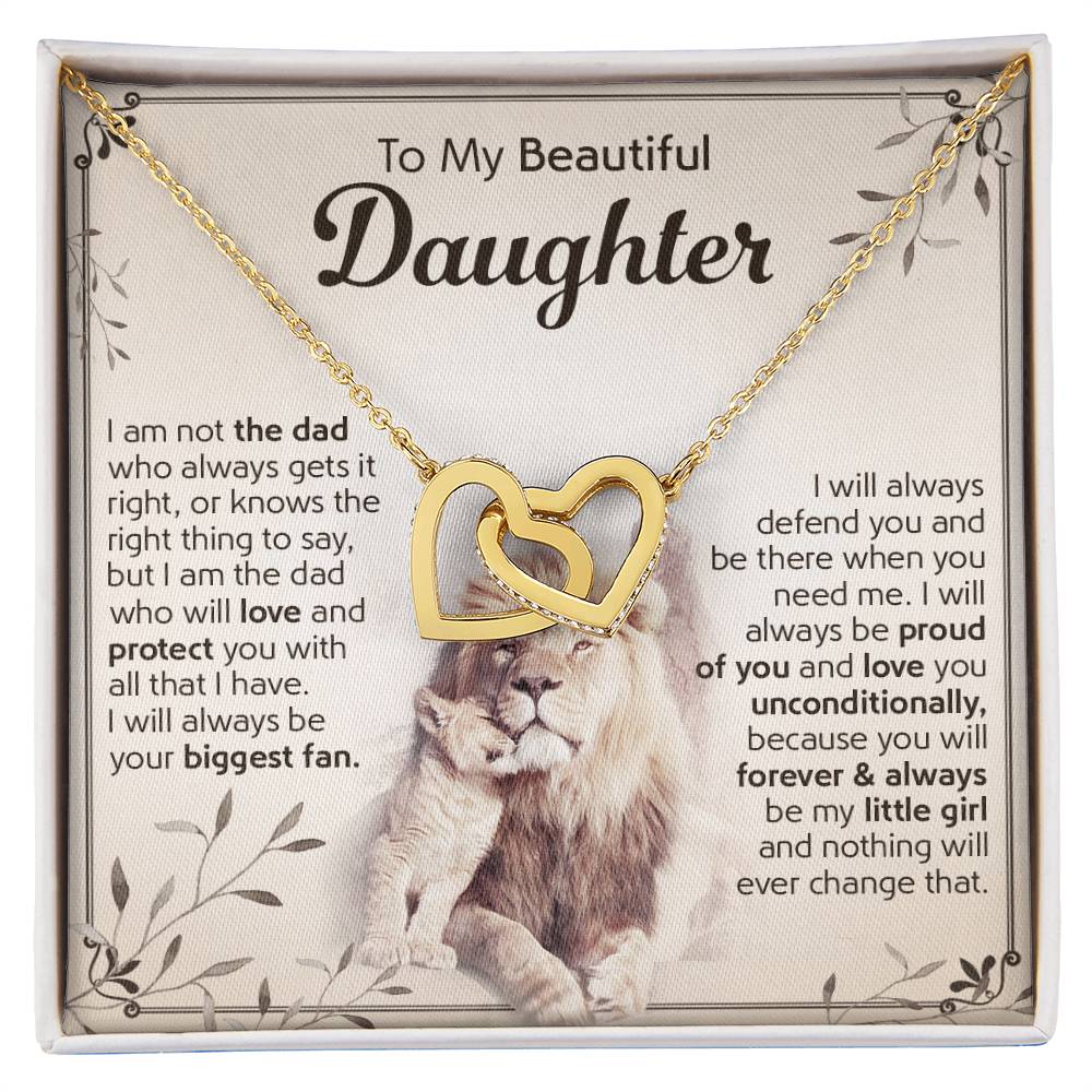 To My Beautiful Daughter Necklace, Gift From Mom Lion Hearts Necklace