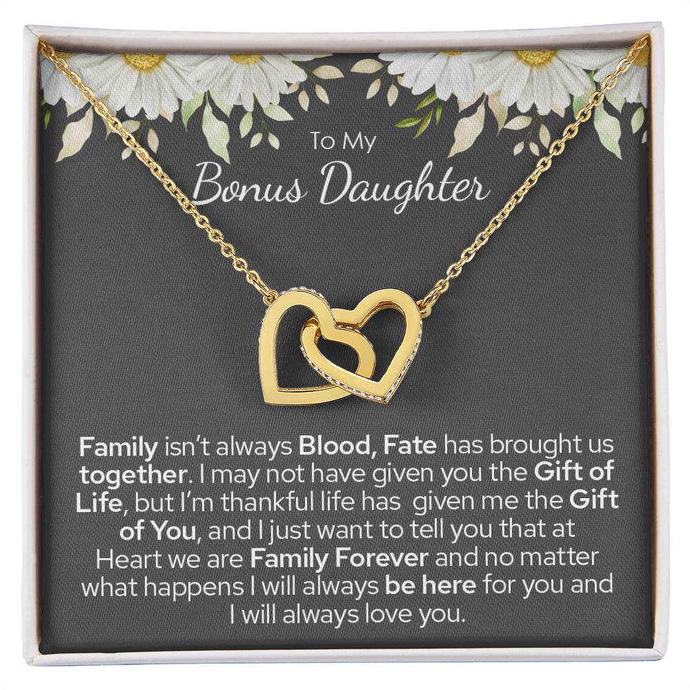 To My Bonus Daughter, I Will Always Love You Hearts Necklace Gift