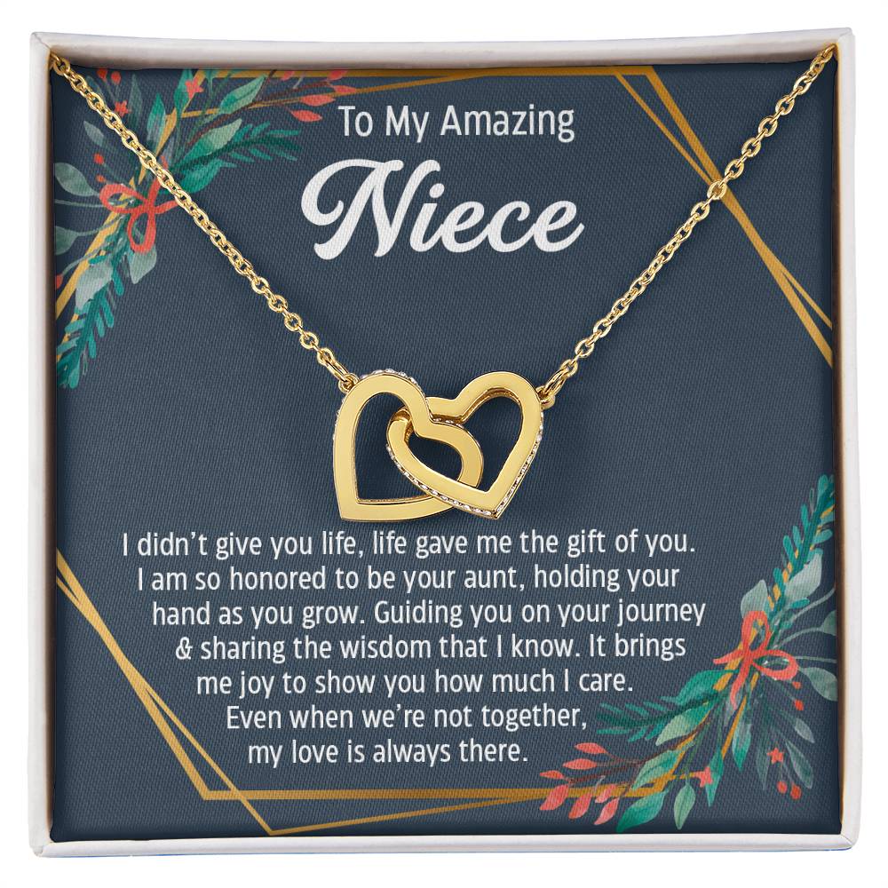 To My Amazing Niece, Gift From Auntie Hearts Necklace