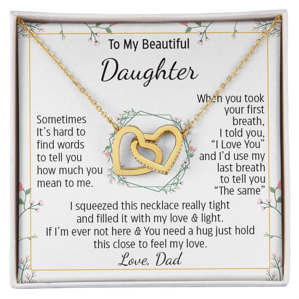 To My Daughter Necklace, Birthday Gifts For Daughter From Dad Hearts Necklace