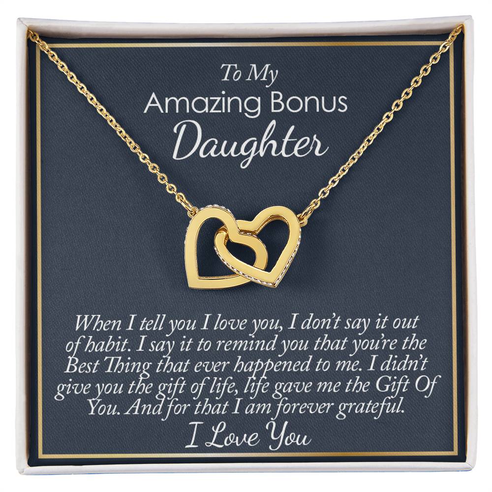 To My Amazing Bonus Daughter Hearts Necklace