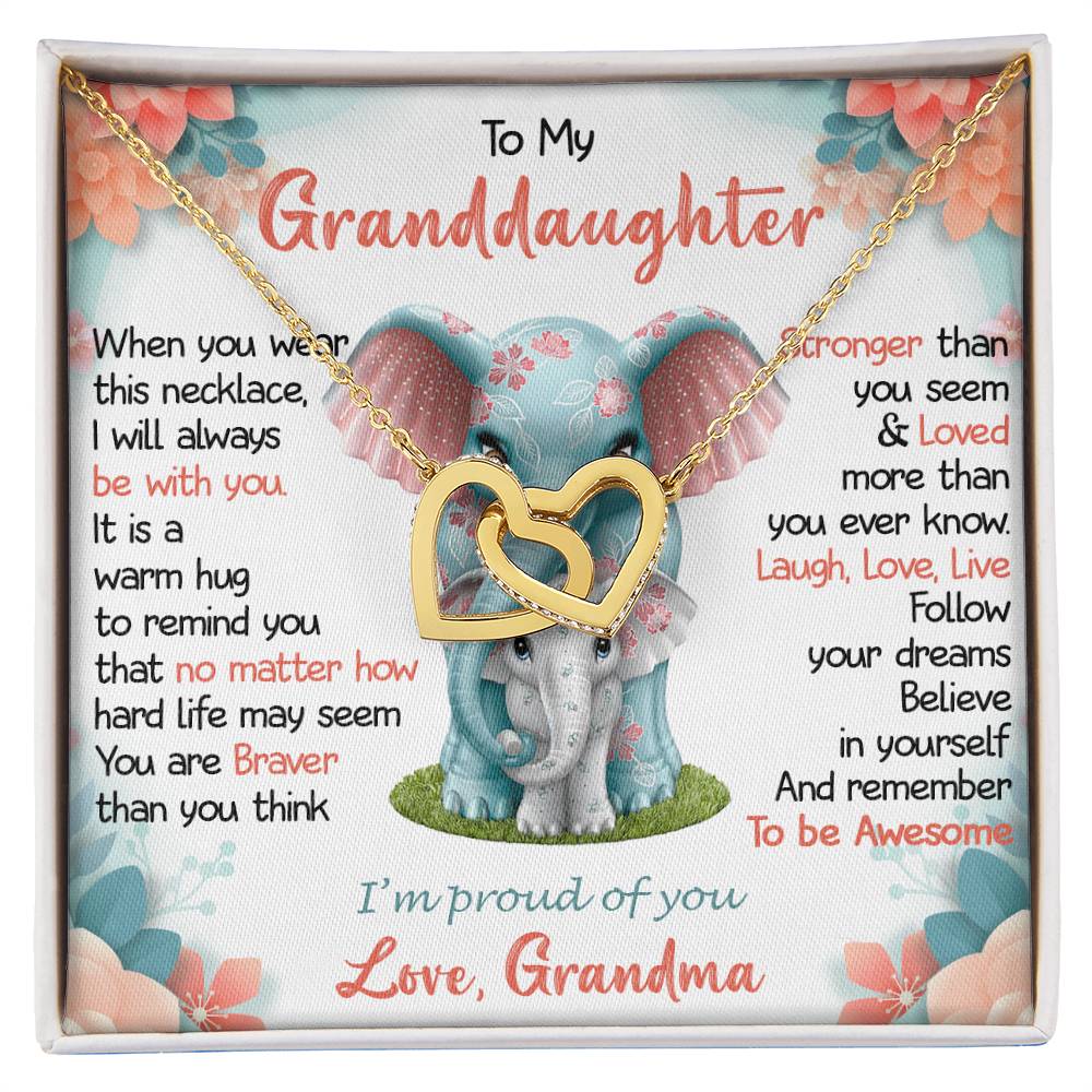 To My Granddaughter, I'm So Proud Of You, Flower Elephant Hearts Necklace