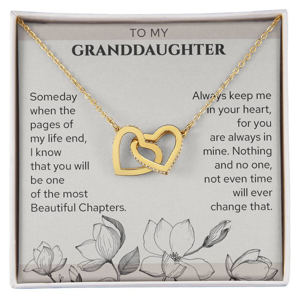 To My Granddaughter, Gift From Grandma Grandpa Hearts Necklace