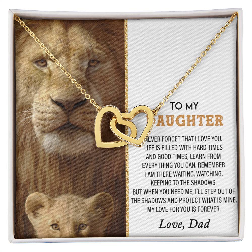 To My Daughter, Never Forget That I Love You Lion Hearts Necklace