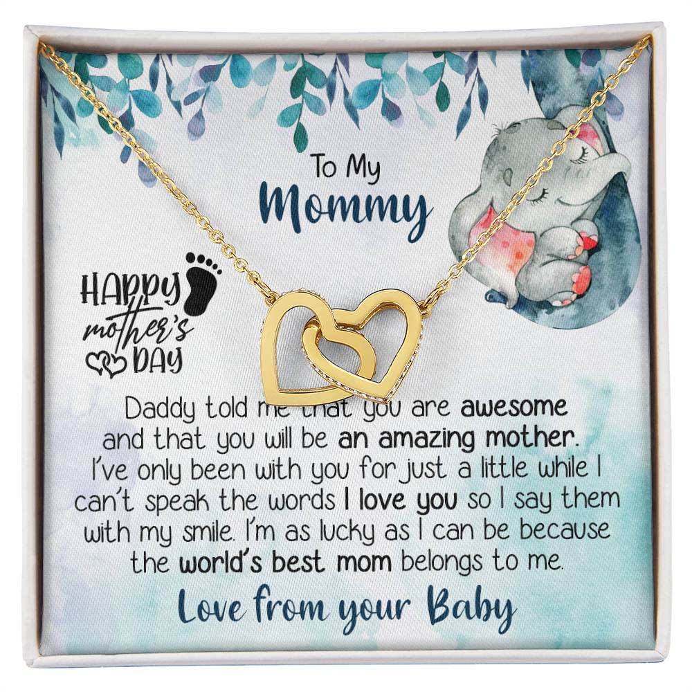 To My Mommy, New Mom Gift, Mother's Day Gift For Mom Hearts Necklace