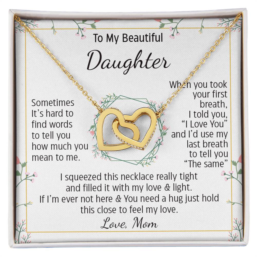 To My Daughter Necklace, Birthday Gifts For Daughter From Mom Hearts Necklace