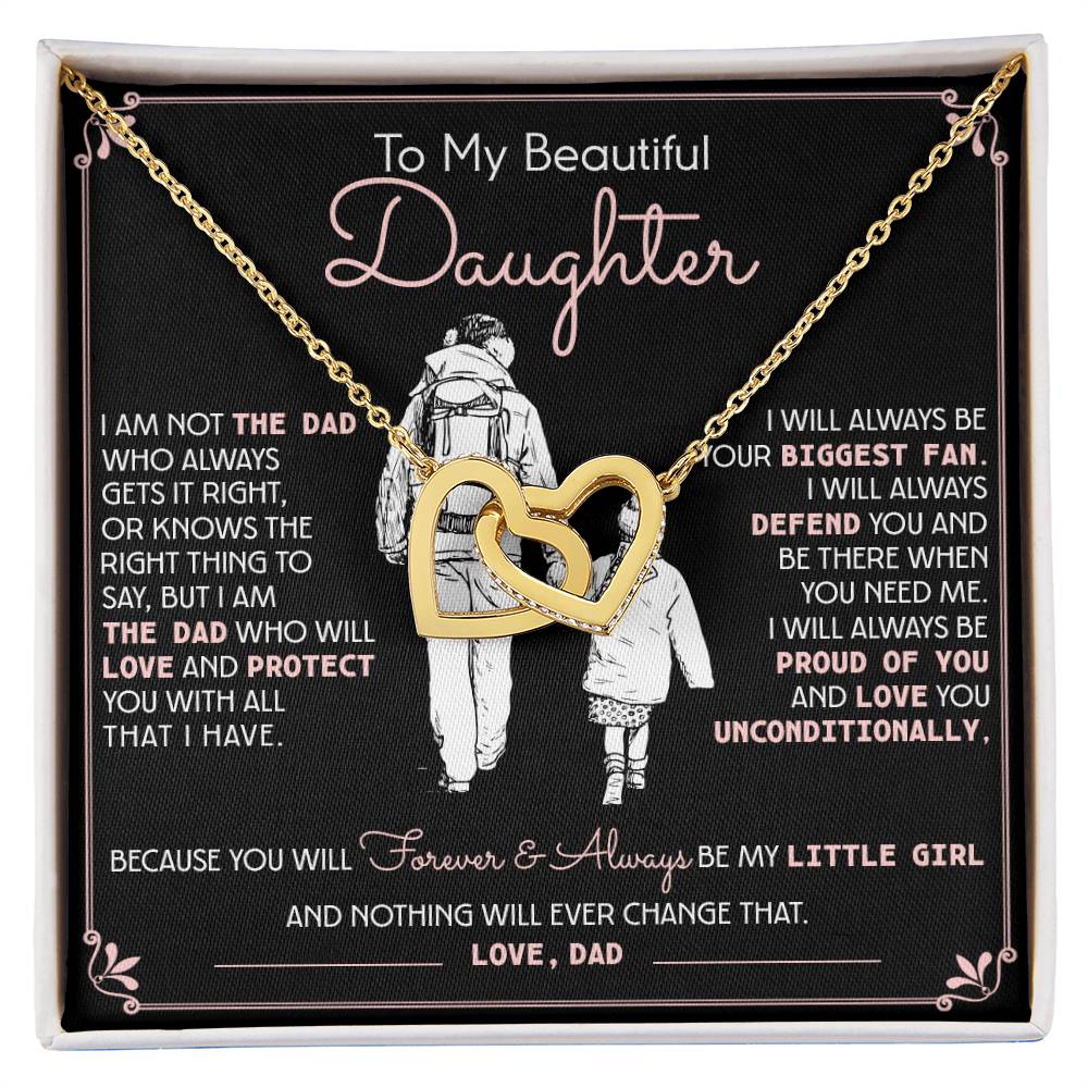 To My Beautiful Daughter Necklace, Gift From Dad Hearts Necklace