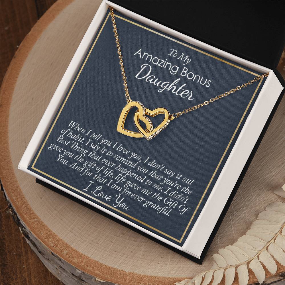 To My Amazing Bonus Daughter Hearts Necklace