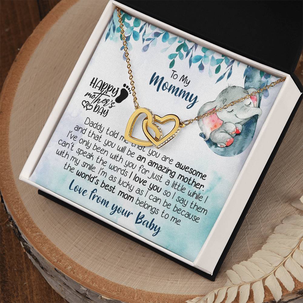 To My Mommy, New Mom Gift, Mother's Day Gift For Mom Hearts Necklace