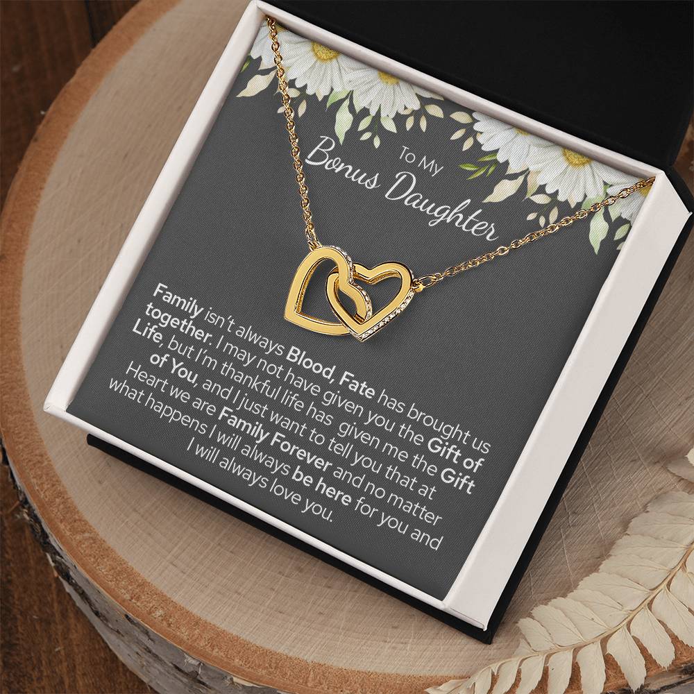 To My Bonus Daughter, I Will Always Love You Hearts Necklace Gift