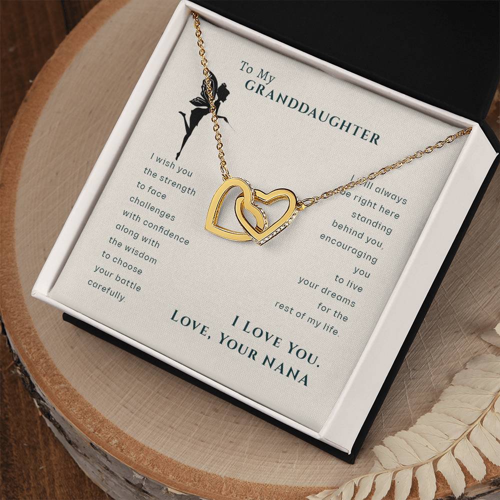 To My Granddaughter, Love Your Nana Fairy Hearts Necklace