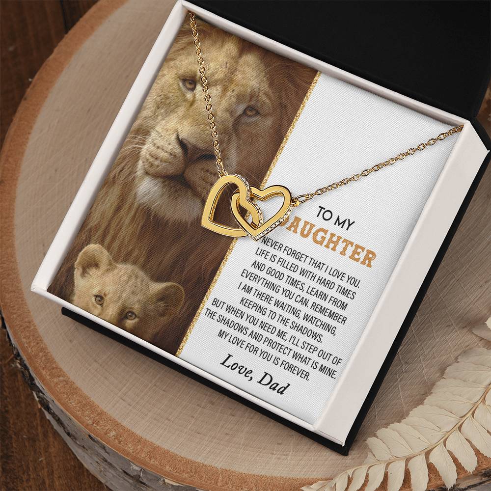 To My Daughter, Never Forget That I Love You Lion Hearts Necklace