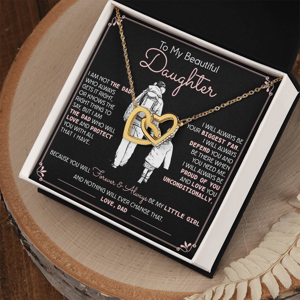 To My Beautiful Daughter Necklace, Gift From Dad Hearts Necklace