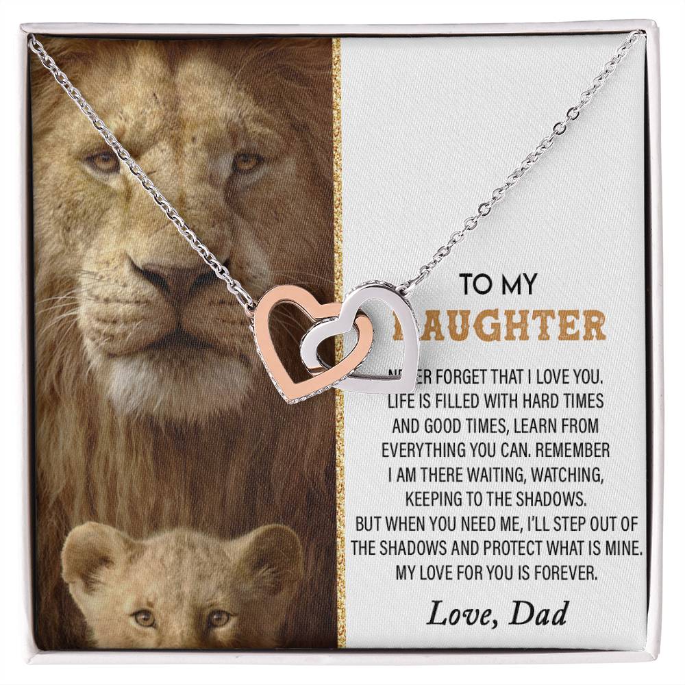 To My Daughter, Never Forget That I Love You Lion Hearts Necklace