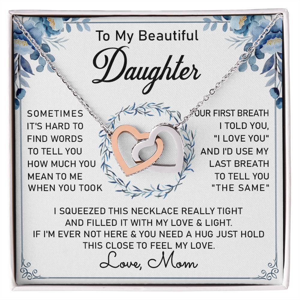 To My Daughter Necklace, Gift From Mom Hearts Necklace